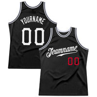 Custom Basketball Jersey, Black White Red Sportswear Jersey Shirt, Athletic Mesh Moisture Wicking Jersey, Casual Gift for Men, Style Black0322