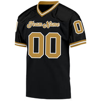 Custom Football Jersey, Black Old Gold White Sportswear Jersey Shirt, Athletic Mesh Moisture Wicking Jersey, Casual Gift for Men
