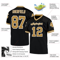 Custom Football Jersey, Black Old Gold White Sportswear Jersey Shirt, Athletic Mesh Moisture Wicking Jersey, Casual Gift for Men