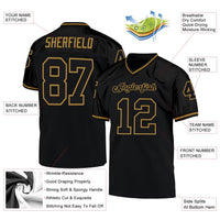 Custom Football Jersey, Black Old Gold Sportswear Jersey Shirt, Athletic Mesh Moisture Wicking Jersey, Casual Gift for Men, Style Black0418