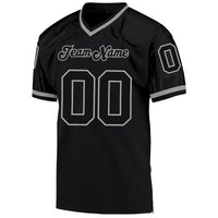 Custom Football Jersey, Black Gray Sportswear Jersey Shirt, Athletic Mesh Moisture Wicking Jersey, Casual Gift for Men, Style Black0419