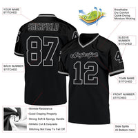 Custom Football Jersey, Black Gray Sportswear Jersey Shirt, Athletic Mesh Moisture Wicking Jersey, Casual Gift for Men, Style Black0419