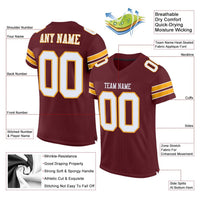 Custom Football Jersey, Burgundy White Gold Sportswear Jersey Shirt, Athletic Mesh Moisture Wicking Jersey, Casual Gift for Men