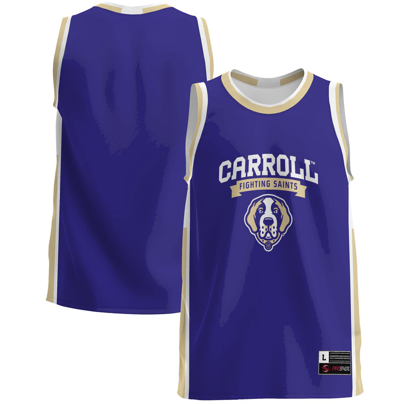 Carroll College Fighting Saints Basketball Jersey, Purple Sportswear Jersey Shirt, Sleeveless Athletic Tank Jersey, Casual Gift for Men