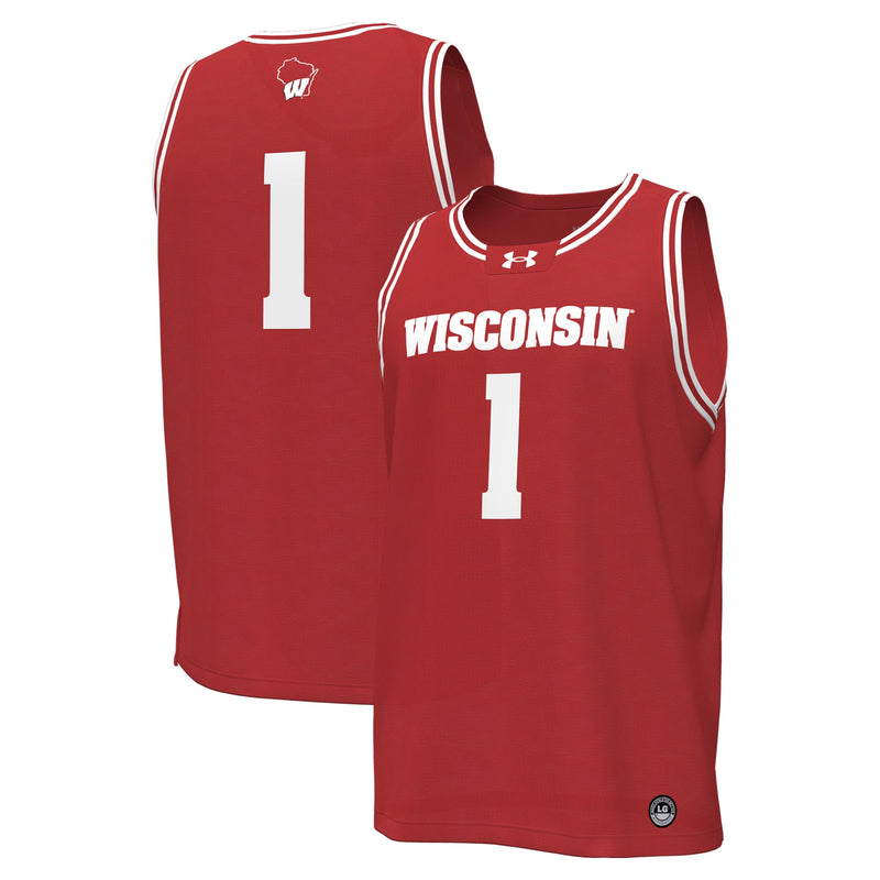 Wisconsin Badgers Basketball Jersey, Red Replica Sportswear Jersey Shirt, Sleeveless Athletic Tank Jersey, Casual Gift for Men, Style 200085368