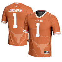Texas Longhorns Icon Print Football Jersey, Orange Fashion Sportswear Jersey Shirt, Lightweight Breathable Athletic Jersey, Casual Gift for Men