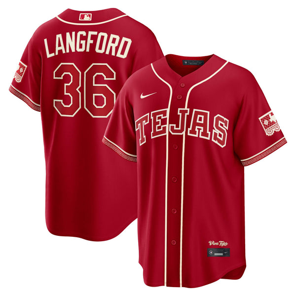 Texas Rangers Wyatt Langford Red 2026 City Connect Stadium Jersey