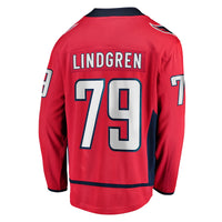 Charlie Lindgren Washington Capitals Hockey Jersey, Red Sportswear Jersey Shirt, Long Sleeve Hockey Sweater Jersey, Casual Gift for Men