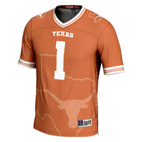 Texas Longhorns Icon Print Football Jersey, Orange Fashion Sportswear Jersey Shirt, Lightweight Breathable Athletic Jersey, Casual Gift for Men