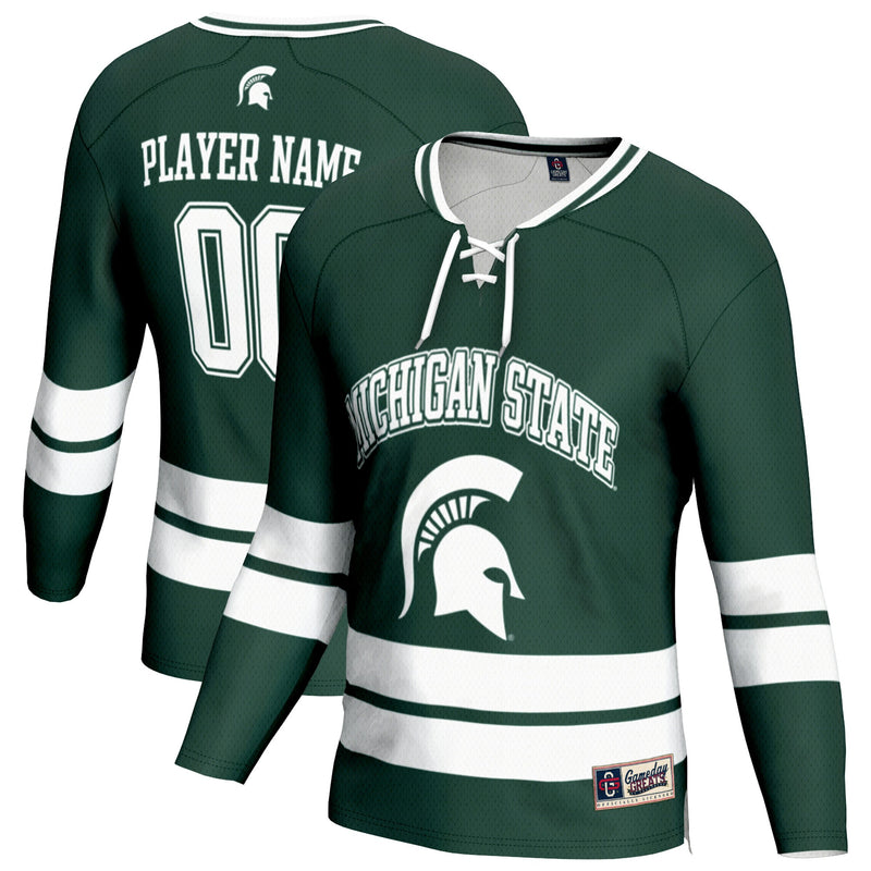 Michigan State Spartans Hockey Jersey, Green Sportswear Jersey Shirt, Long Sleeve Hockey Sweater Jersey, Casual Gift for Men, Style 202918032