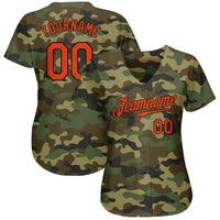 Custom Baseball Jersey, Orange Black Sportswear Jersey Shirt, Athletic Button Down Moisture Wicking Jersey, Casual Gift for Men, Style Camo0038