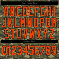 Custom Baseball Jersey, Orange Black Sportswear Jersey Shirt, Athletic Button Down Moisture Wicking Jersey, Casual Gift for Men, Style Camo0038