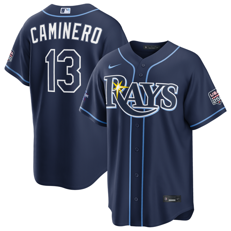 Junior Caminero Tampa Bay Rays Baseball Jersey, Navy Sportswear Jersey Shirt, Lightweight Breathable Athletic Jersey, Casual Gift for Men