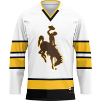 Wyoming Cowboys Hockey Jersey, White Sportswear Jersey Shirt, Long Sleeve Hockey Sweater Jersey, Casual Gift for Men
