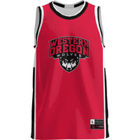 Western Oregon Wolves Basketball Jersey, Red Lightweight Sportswear Jersey Shirt, Sleeveless Athletic Tank Jersey, Casual Gift for Men
