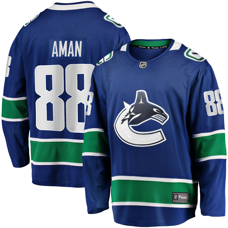 Nils Aman Vancouver Canucks Hockey Jersey, Blue Breakaway Home Sportswear Jersey Shirt, Long Sleeve Hockey Sweater Jersey, Casual Gift for Men