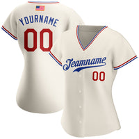 Custom Baseball Jersey, Cream Red Royal Fashion Sportswear Jersey Shirt, Athletic Button Down Moisture Wicking Jersey, Casual Gift for Men