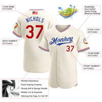 Custom Baseball Jersey, Cream Red Royal Fashion Sportswear Jersey Shirt, Athletic Button Down Moisture Wicking Jersey, Casual Gift for Men