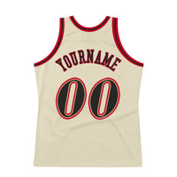 Custom Basketball Jersey, Cream Black Red Throwback Sportswear Jersey Shirt, Athletic Mesh Moisture Wicking Jersey, Casual Gift for Men