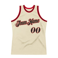 Custom Basketball Jersey, Cream Black Red Throwback Sportswear Jersey Shirt, Athletic Mesh Moisture Wicking Jersey, Casual Gift for Men