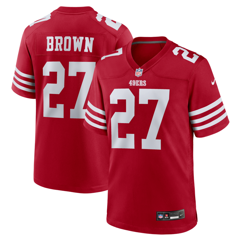Ji'Ayir Brown San Francisco 49ers Football Jersey, Scarlet Sportswear Jersey Shirt, Lightweight Breathable Athletic Jersey, Casual Gift for Men
