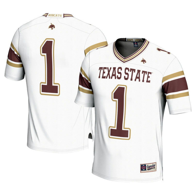 Texas State Bobcats Football Jersey, White Sportswear Jersey Shirt, Lightweight Breathable Athletic Jersey, Casual Gift for Men, Style 200425333