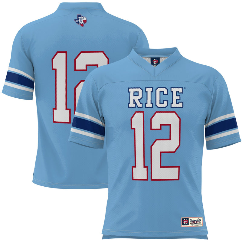 Rice Owls Football Jersey, Light Blue Sportswear Jersey Shirt, Lightweight Breathable Athletic Jersey, Casual Gift for Men