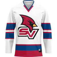 Saginaw Valley State Cardinals Hockey Jersey, White Sportswear Jersey Shirt, Long Sleeve Hockey Sweater Jersey, Casual Gift for Men