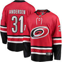 Frederik Andersen Carolina Hurricanes Hockey Jersey, Red Sportswear Jersey Shirt, Long Sleeve Hockey Sweater Jersey, Casual Gift for Men
