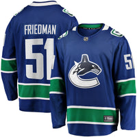 Mark Friedman Vancouver Canucks Hockey Jersey, Blue Breakaway Sportswear Jersey Shirt, Long Sleeve Hockey Sweater Jersey, Casual Gift for Men