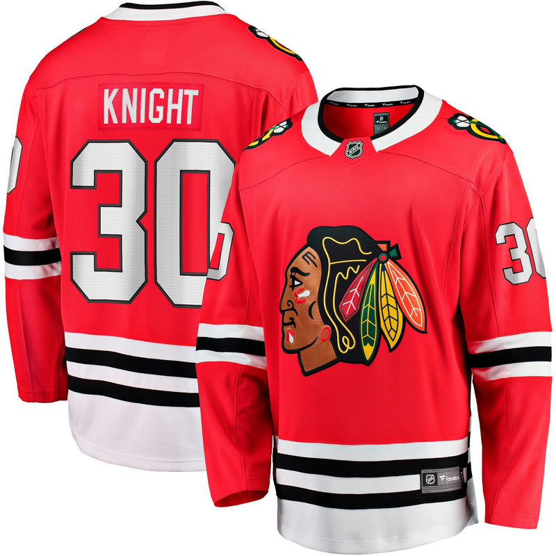 Spencer Knight Chicago Blackhawks Hockey Jersey, Red Breakaway Sportswear Jersey Shirt, Long Sleeve Hockey Sweater Jersey, Casual Gift for Men