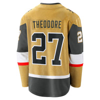 Shea Theodore Vegas Golden Knights Hockey Jersey, Gold Breakaway Sportswear Jersey Shirt, Long Sleeve Hockey Sweater Jersey, Casual Gift for Men