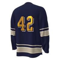 Notre Dame Fighting Irish Hockey Jersey, Navy Replica Alternate Sportswear Jersey Shirt, Long Sleeve Hockey Sweater Jersey, Casual Gift for Men
