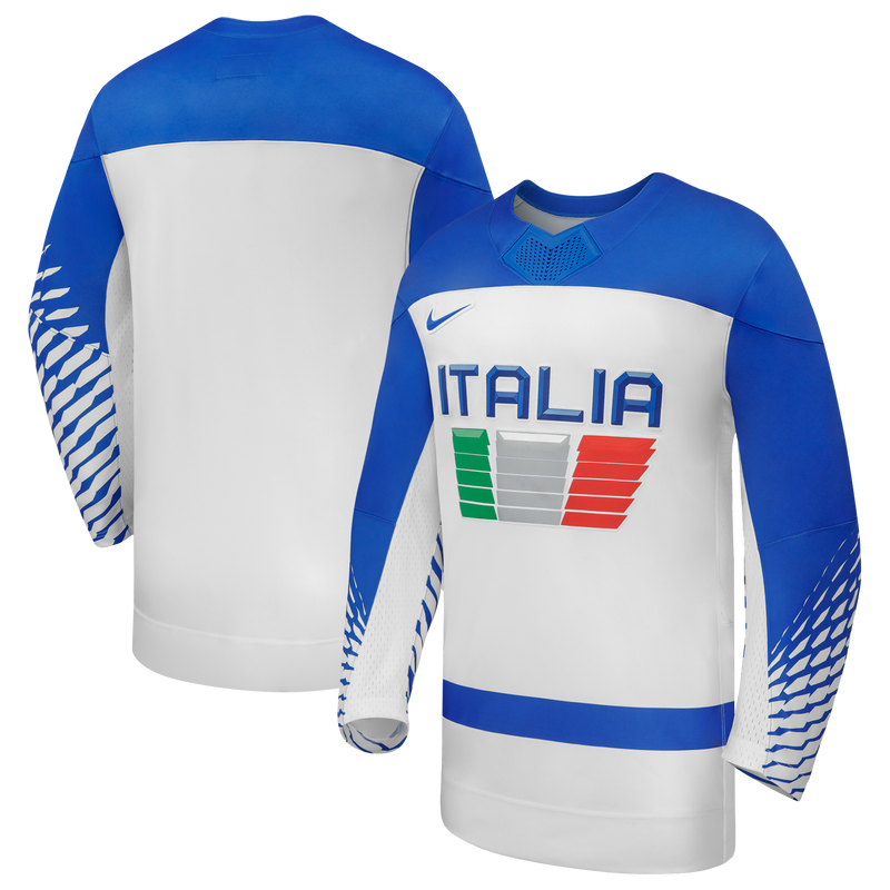 Italy White 2026 Away Replica Hockey Jersey, Hockey Sportswear Jersey Shirt, Long Sleeve Hockey Sweater Jersey, Casual Gift for Men