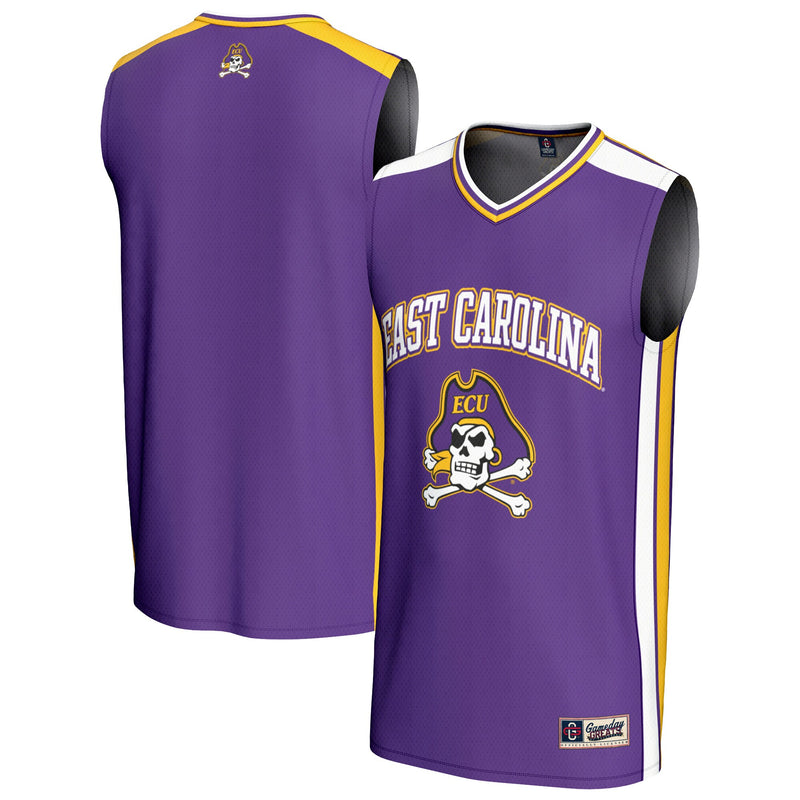 ECU Pirates Basketball Jersey, Purple Sportswear Jersey Shirt, Sleeveless Athletic Tank Jersey, Casual Gift for Men