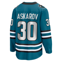 Yaroslav Askarov San Jose Sharks Hockey Jersey, Teal Breakaway Sportswear Jersey Shirt, Long Sleeve Hockey Sweater Jersey, Casual Gift for Men