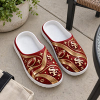SF Gilded Scarlet - Ornamental Clog Sandal in Red and Gold