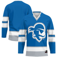 Seton Hall Pirates Hockey Jersey, Blue Sportswear Jersey Shirt, Long Sleeve Hockey Sweater Jersey, Casual Gift for Men