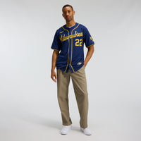 Christian Yelich Milwaukee Brewers Baseball Jersey, Navy Sportswear Jersey Shirt, Lightweight Breathable Athletic Jersey, Casual Gift for Men