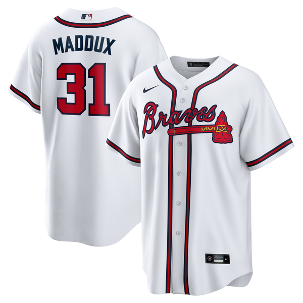 Atlanta Braves Greg Maddux White Home Retired Player Replica Jersey