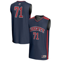 Liberty Flames Basketball Jersey, Navy Fashion Lightweight Sportswear Jersey Shirt, Sleeveless Athletic Tank Jersey, Casual Gift for Men