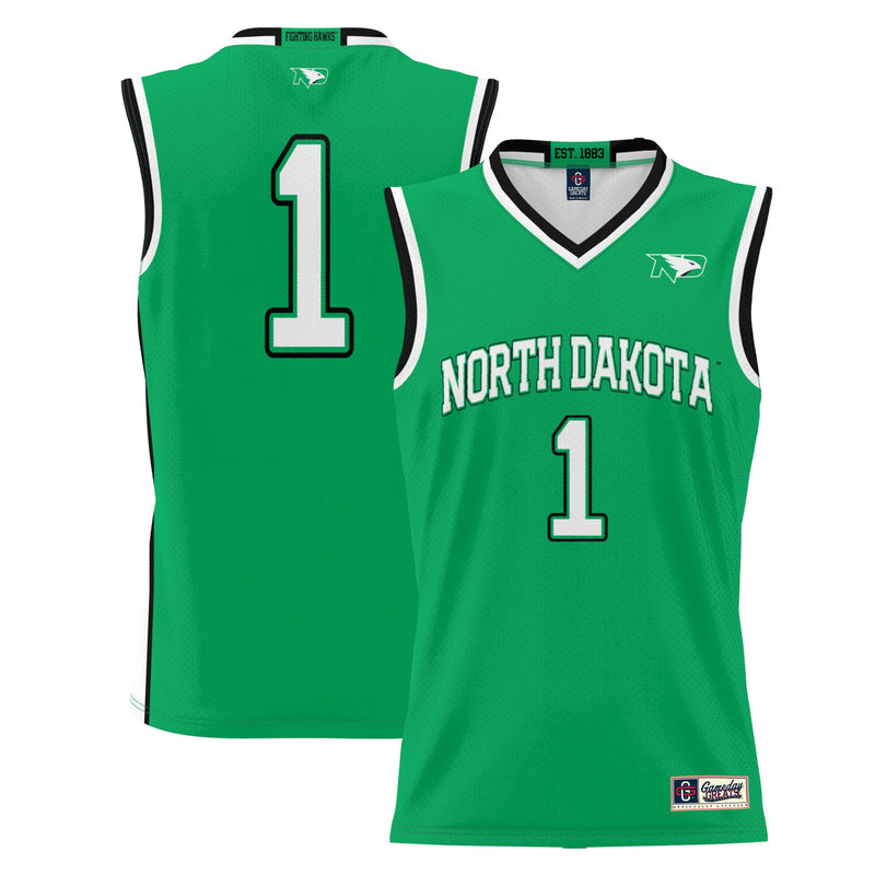 North Dakota Basketball Jersey, Green Lightweight Sportswear Jersey Shirt, Sleeveless Athletic Tank Jersey, Casual Gift for Men, Style 5281309
