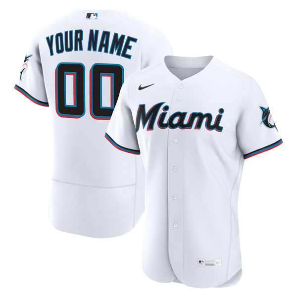 Miami Marlins White Home Authentic Custom Jersey