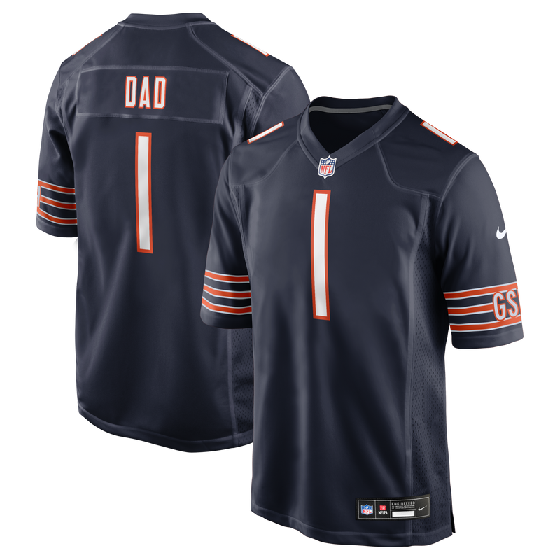 Number 1 Dad Chicago Bears Football Jersey, Navy Game Sportswear Jersey Shirt, Lightweight Breathable Athletic Jersey, Casual Gift for Men