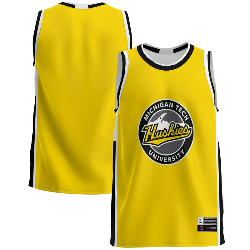 Michigan Tech Huskies Basketball Jersey, Gold Lightweight Sportswear Jersey Shirt, Sleeveless Athletic Tank Jersey, Casual Gift for Men