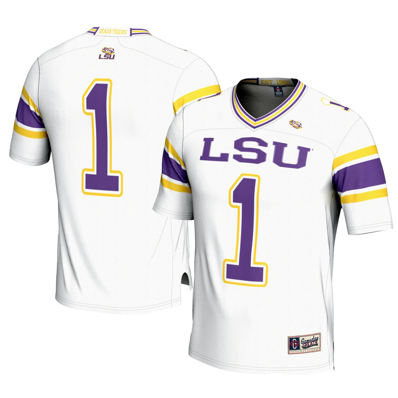 LSU Tigers Football Jersey, White Sportswear Jersey Shirt, Lightweight Breathable Athletic Jersey, Casual Gift for Men, Style 200683263