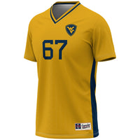 West Virginia Mountaineers Soccer Jersey, Gold Fashion Sportswear Jersey Shirt, Lightweight Breathable Athletic Jersey, Casual Gift for Men
