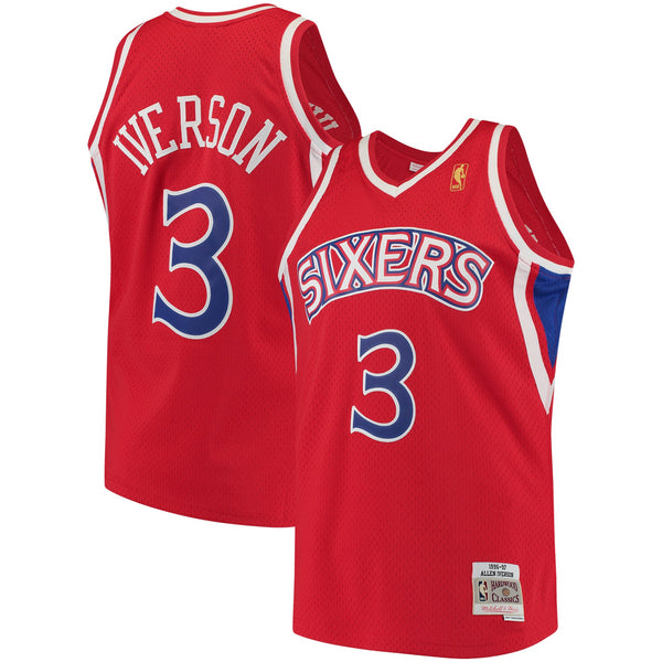 Allen Iverson Red Philadelphia 76ers 1996-97 Hardwood Classics Swingman Jersey