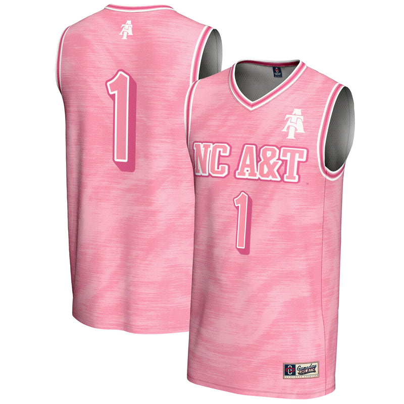 North Carolina A&T Aggies Basketball Jersey, Pink Lightweight Sportswear Jersey Shirt, Sleeveless Athletic Tank Jersey, Casual Gift for Men