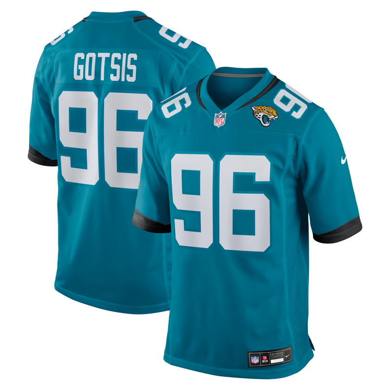 Adam Gotsis Jacksonville Jaguars Football Jersey, Teal Game Sportswear Jersey Shirt, Lightweight Breathable Athletic Jersey, Casual Gift for Men